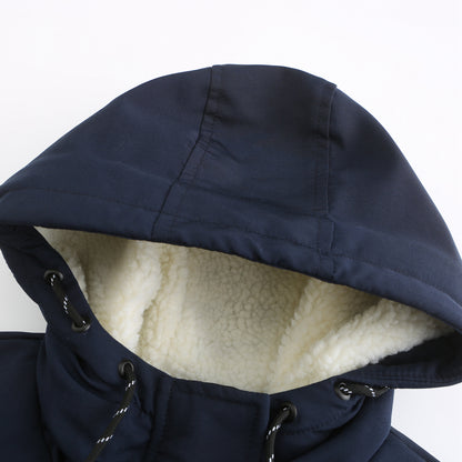 Ladies Hooded Lambswool Parka Winter Warm Waist Women Cotton-Padded Coat - Iyanka