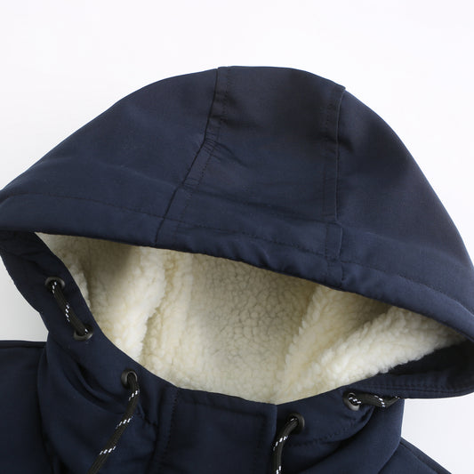 Ladies Hooded Lambswool Parka Winter Warm Waist Women Cotton-Padded Coat - Iyanka