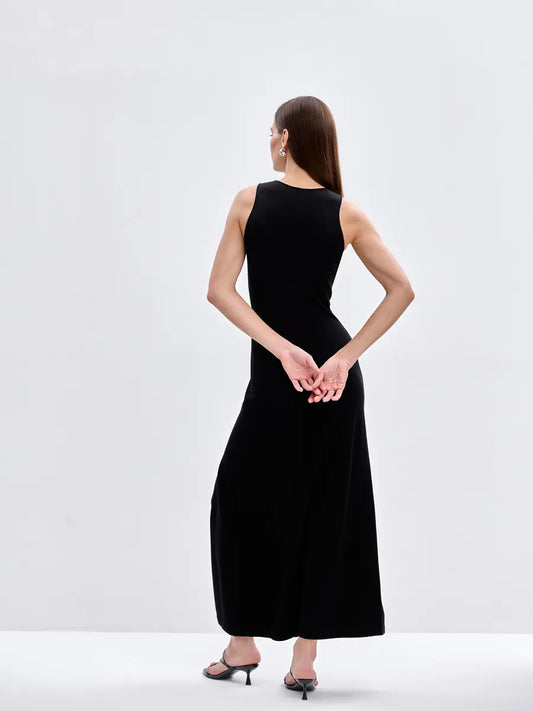 Vest Woolen Dress Long Elegant Split Tight Dress
