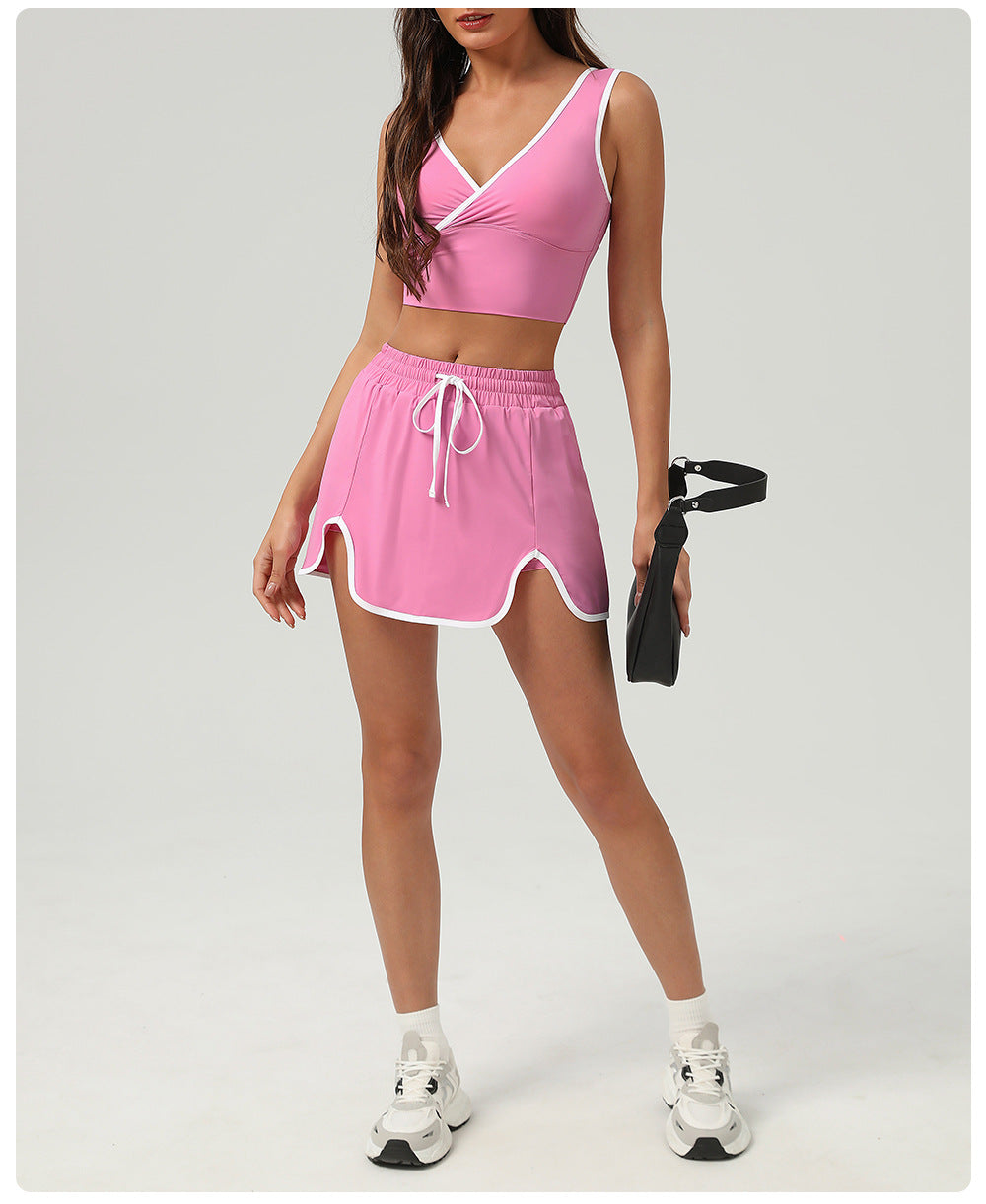 Summer Sports Casual Suit Running Exercise Vest Short Skirt Golf Suit Badminton Tennis Women - Iyanka