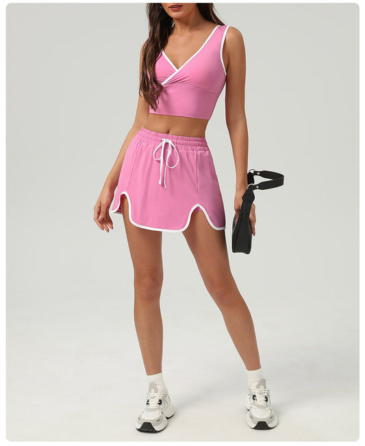 Summer Sports Casual Suit Running Exercise Vest Short Skirt Golf Suit Badminton Tennis Women - Iyanka