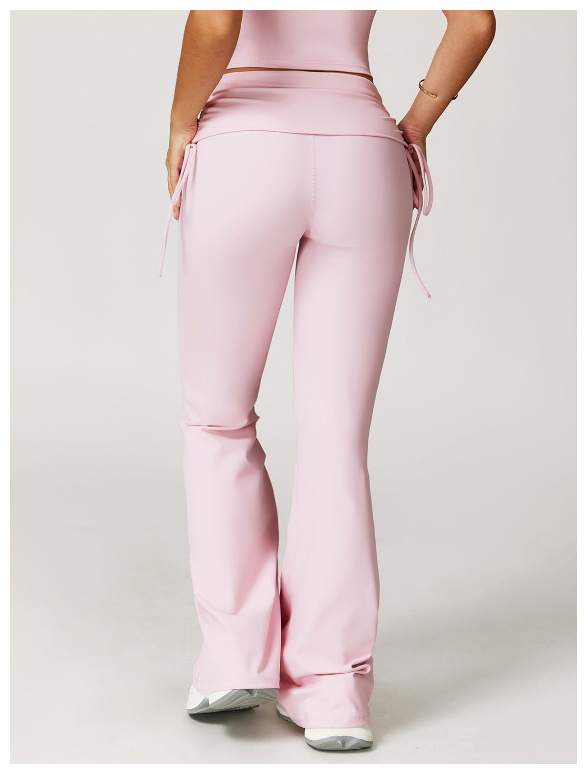 Folding High Waist Flared Pants Nude Feel Wide Leg Slimming Trousers Outdoor Running Fitness Sports Flared Pants - Iyanka