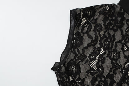 Women Wear Summer Sexy Mesh See through Lace Slim Sleeveless Dress