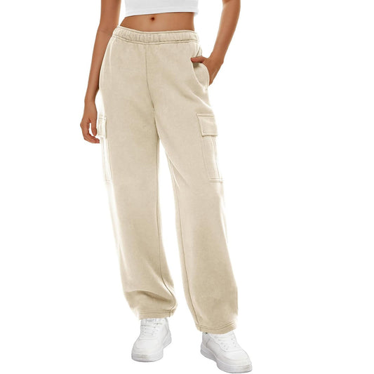 Autumn Winter Women Wide Leg Sweatpants Elastic Waist Loose Casual Workwear Trousers - Iyanka