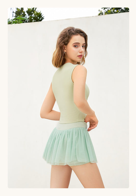Spring Summer Tennis Skirt Women Badminton Culottes Running Fitness Culottes Sports Skirt High Elastic Breathability Gauze Skirt - Iyanka