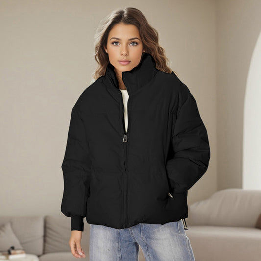 Women Clothing Winter Stand Collar Zipper Thermal Short Cotton Jacket - Iyanka