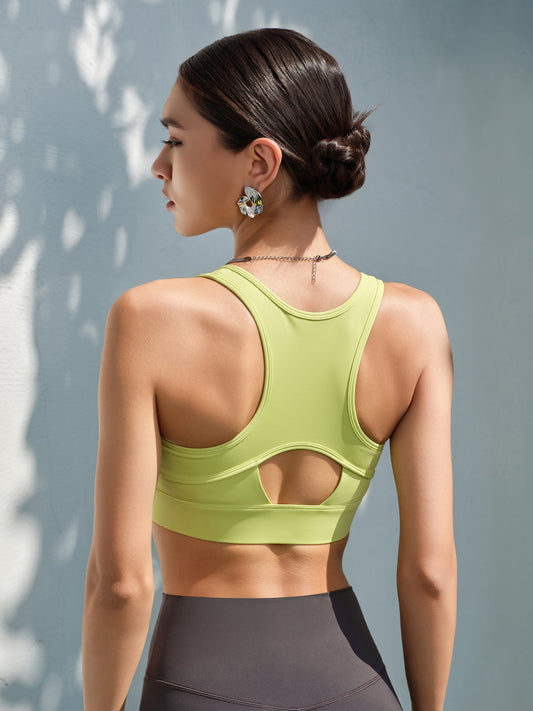 Workout Exercise Underwear One Piece Cup Front Zipper Push up Shockproof High Strength Antibacterial Fabric Sports Bra for Women - Iyanka