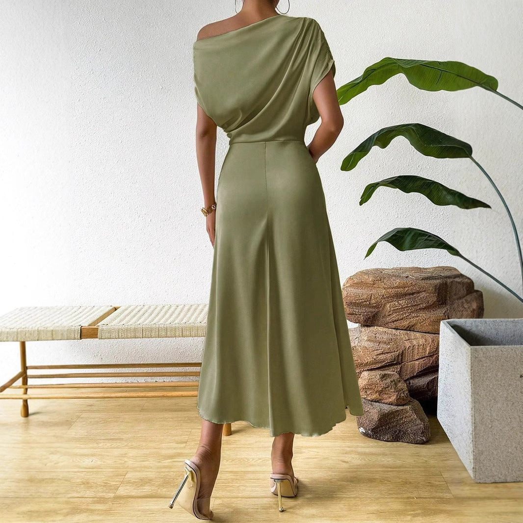 Women Clothing Trendy Summer Satin Satin Women Summer Dress Tight Jumpsuit Long Dress - Iyanka