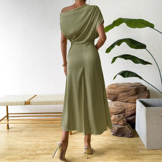 Women Clothing Trendy Summer Satin Satin Women Summer Dress Tight Jumpsuit Long Dress - Iyanka