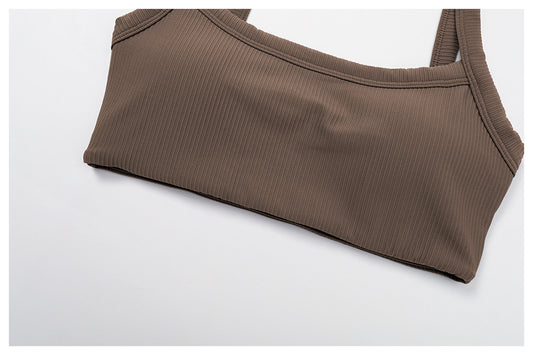 Double Shoulder Strap Thread Yoga Bra Hollow Out Cutout Back Tight Sports Underwear Outer Wear Running Fitness Clothes - Iyanka