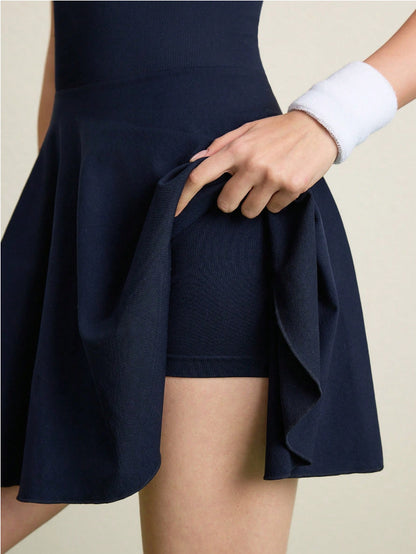 Seamless Tennis Sports Dress Anti Exposure Badminton Dress Halter Beauty Back Collared Sexy Anti Emptied - Iyanka