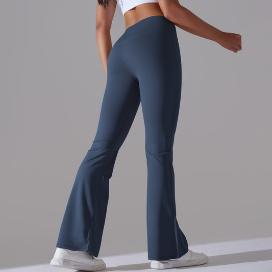 Classic Solid Color Bell Bottom Pants Yoga Pants Women Slim Fit Hip High Waist Elastic Training Wide Leg Pants Fitness Pants - Iyanka