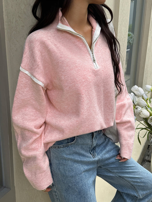 Casual Simple Solid Color Long Sleeve Zipper Sweaters Women Clothing Autumn Winter - Iyanka