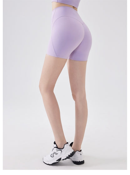 Nude Feel Three Points High Elastic Tight Bum Lift Shorts Women Yoga Workout Clothes Belly Contracting Exercise Running Training Pants - Iyanka