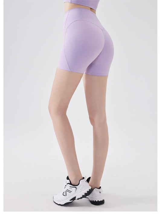 Nude Feel Three Points High Elastic Tight Bum Lift Shorts Women Yoga Workout Clothes Belly Contracting Exercise Running Training Pants - Iyanka
