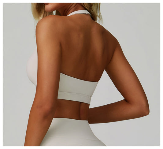 Summer Halter Cloud Sense Yoga Bra Hollow Out Cutout Beauty Back Yoga Clothes Running Fitness High Strength Sports Underwear - Iyanka