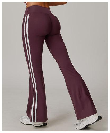 Nude Feel Sports Trousers Slightly Stretch Slimming Wide Leg Fitness Pants Quick Dry Casual Running Bell Bottom Pants - Iyanka