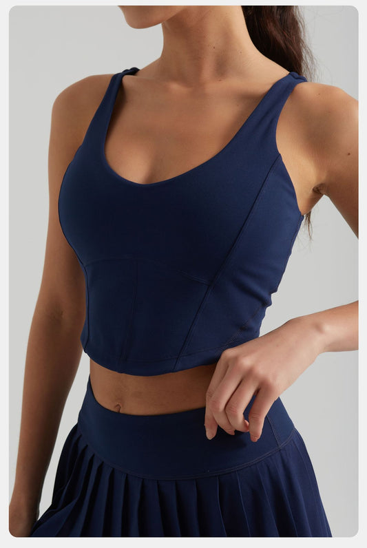 Short Slim Fit Slimming Sports Vest Women with Chest Pad Nude Feel Skin-Friendly Beauty Back Sleeveless Fitness Yoga Wear Top Women - Iyanka