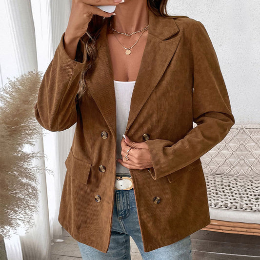 Autumn Winter Women Solid Color Corduroy Blazer Women - Iyanka