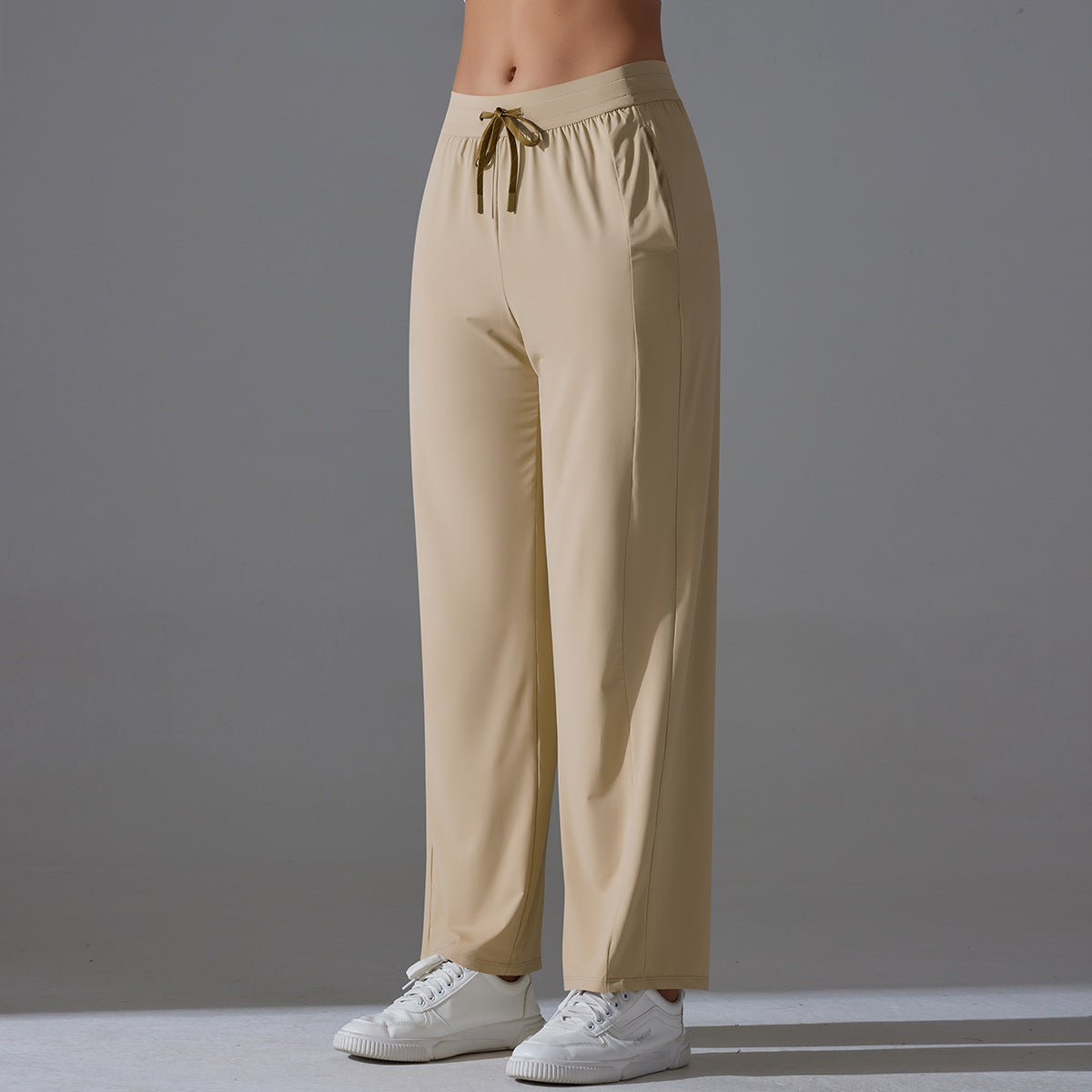 High Waist Cool Feeling Sun Proof Trousers Sports Drawstring Wide Leg Pants Loose Nude Feel Trousers All Matching Fitness Yoga Pants Women - Iyanka