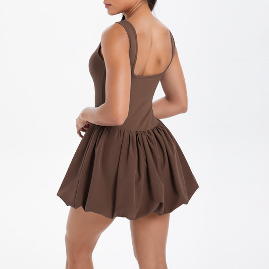 Cool Jumpsuit Tennis Skirt Sexy Beauty Back Pocket Backing Culottes Fitness Solid Color Sports Dress Women - Iyanka