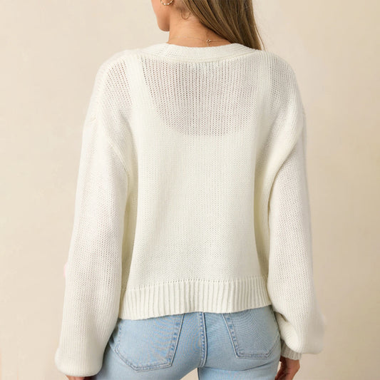 3D Strawberry Pattern Women Elegant Sweater Cardigan Autumn Winter Button Long Sleeve Sweater - Iyanka