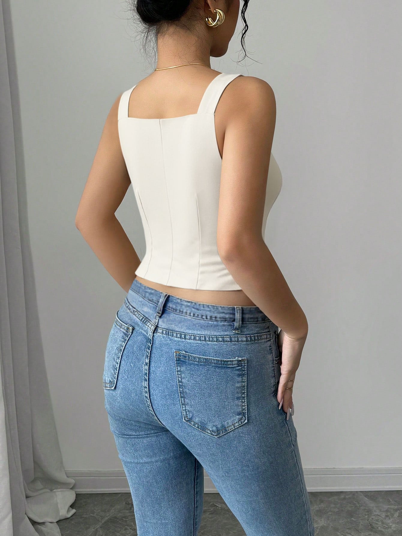 Women Clothing Single Breasted Blazers Vest Retro Sexy Short V neck Top - Iyanka