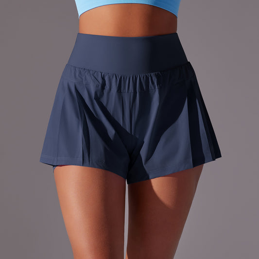 Cool Feeling Tennis Pants Waist Tight Slimming Leggings Running Fitness Pants Solid Color Skin Friendly Sports Yoga Shorts for Women - Iyanka