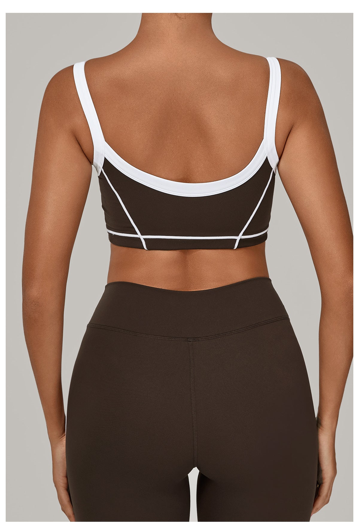 Autumn Sand Color Contrast Patchwork Yoga Bra Double Shoulder Strap Beauty Back Quick Drying Sports Tops Outerwear Running Yoga Clothes - Iyanka