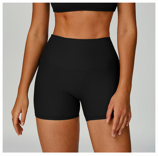 Threaded Tight Yoga Shorts High Waist Hip Lift High Intensity Sports Workout Clothes Outdoor Running Shorts - Iyanka