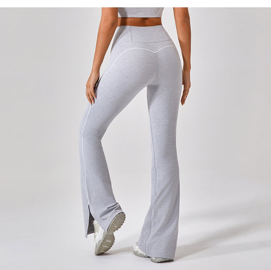 Summer High Waist Tight Nude Feel Hip Lifting Yoga Bell Bottom Pants Women Dance Fitness Outdoor Sports Split Trousers - Iyanka