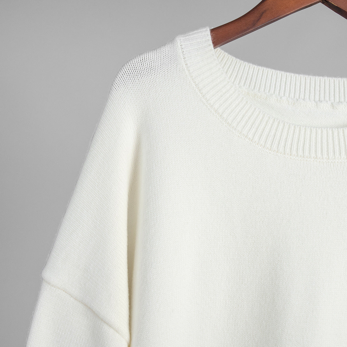 Round Neck Sweater Women Autumn Winter Loose Pullover Sweater Simple Solid Color Sweater - Iyanka