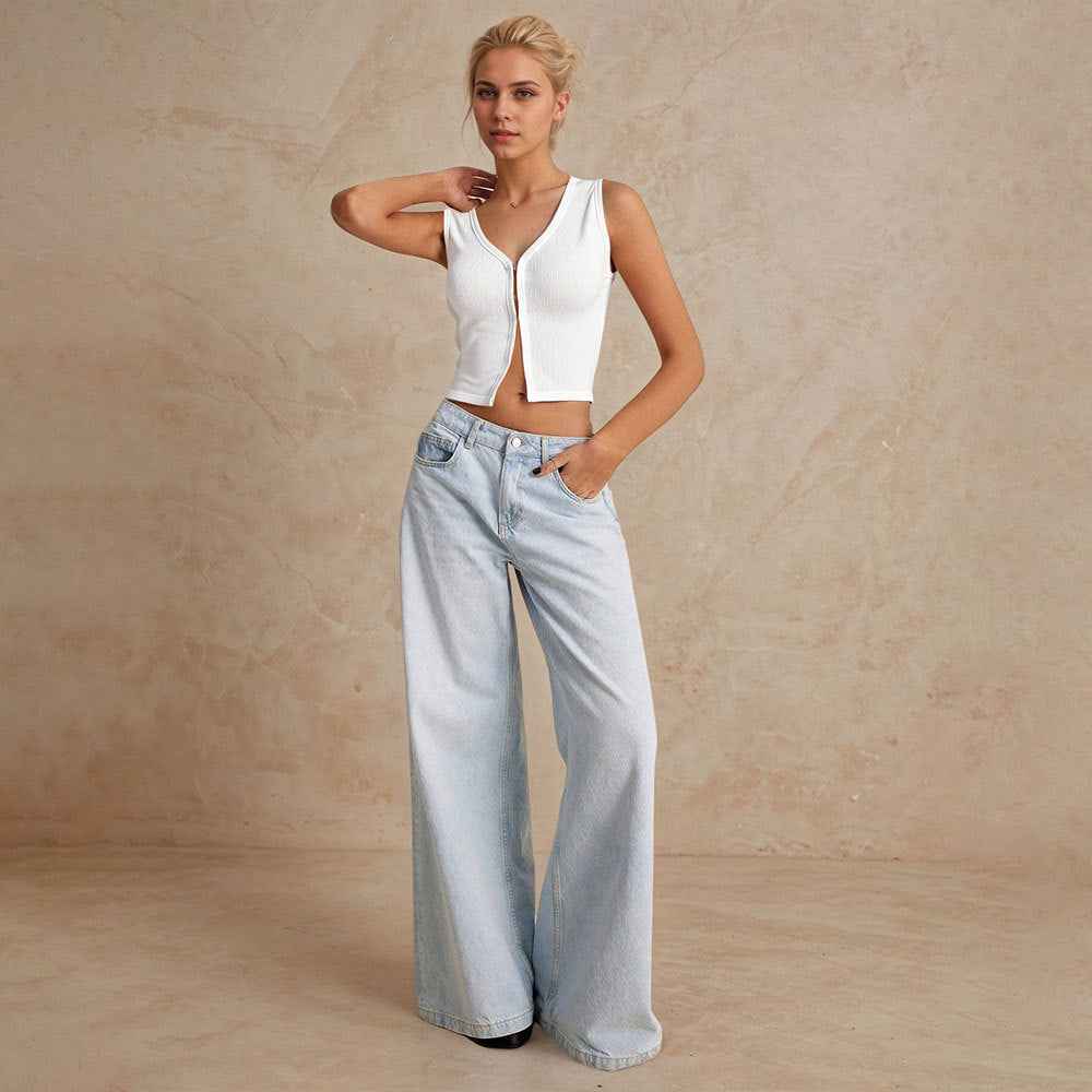 Women’s Summer Slim Fit V-Neck Sleeveless Cropped Top