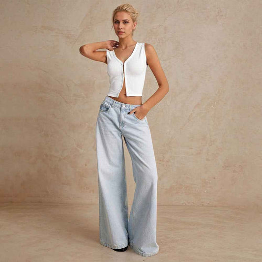 Women’s Summer Slim Fit V-Neck Sleeveless Cropped Top