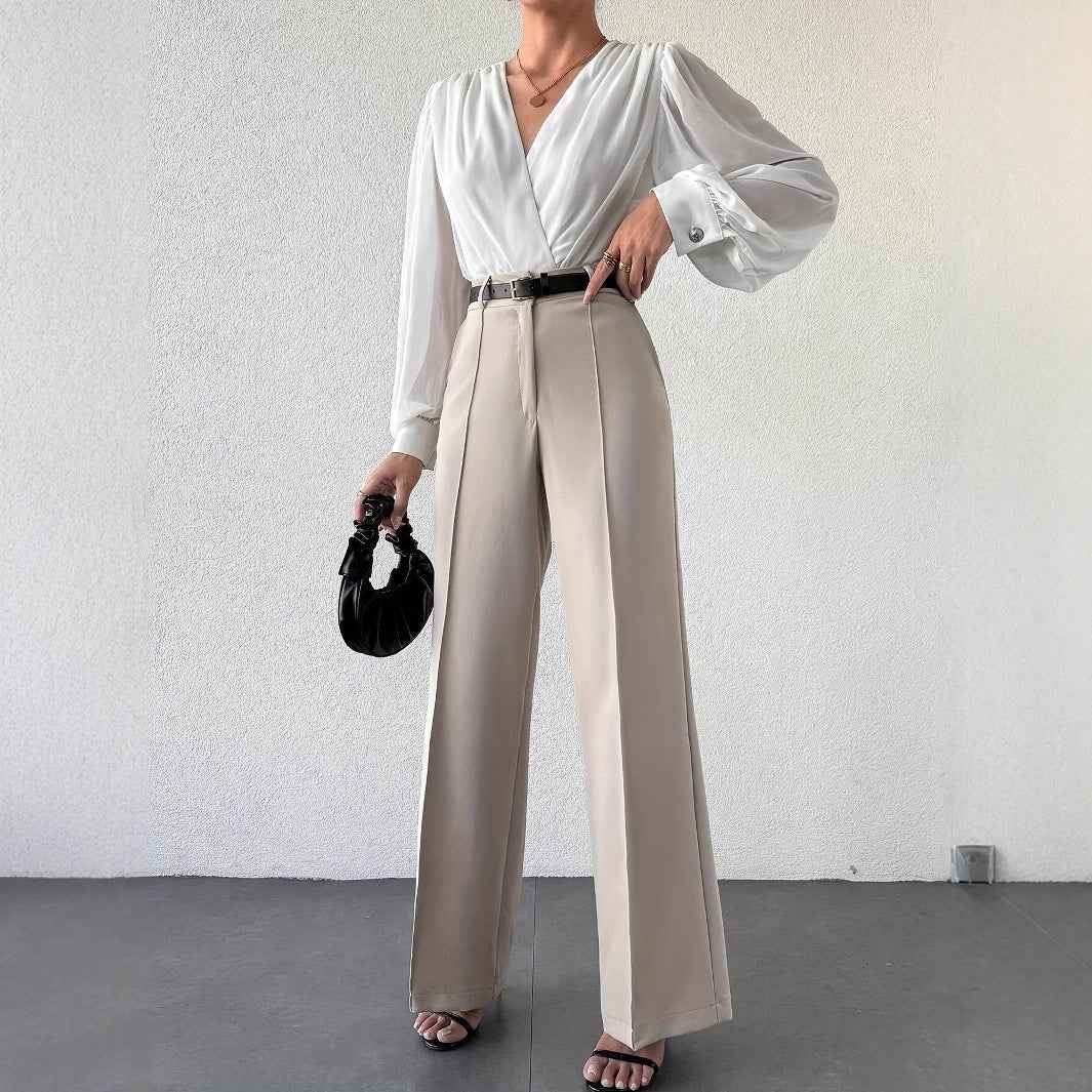 Women’s High Waist Slimming Straight Office Trousers