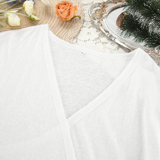Autumn Comfort Loose Knitted Nightgown Breathable Long Sleeves Lace up Soft Outerwear Homewear - Iyanka