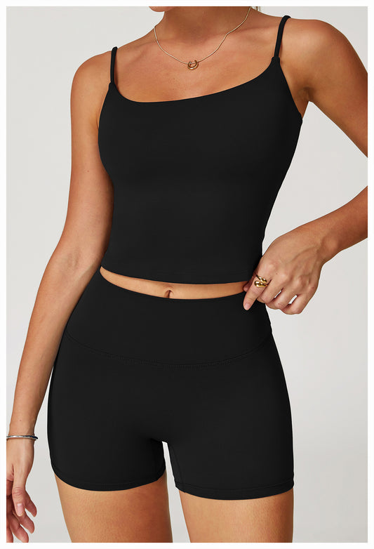 Brushed Yoga Vest Hollow Out Cutout Back Double Shoulder Strap Sports Vest Running Fitness Top Women - Iyanka
