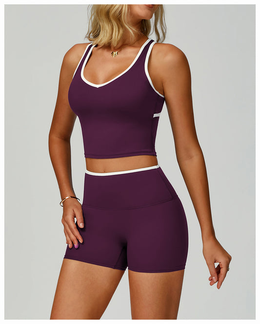 Contrast Color Binding Sports Vest Naked Women Feeling Hollow Out Cutout out Beauty Back Exercise Underwear Skinny Running Workout Clothes - Iyanka