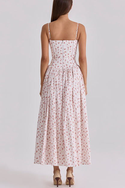 Spring Summer Printed Zipper Strap Dress Casual Holiday Dress