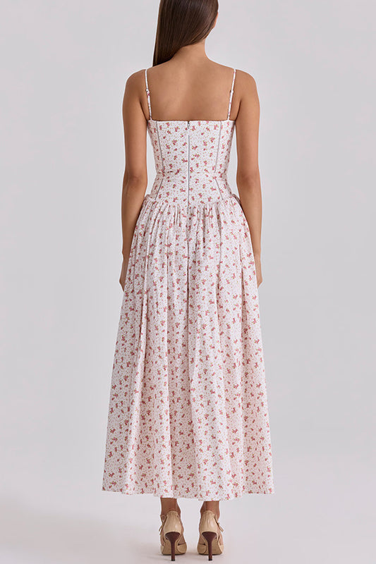 Spring Summer Printed Zipper Strap Dress Casual Holiday Dress