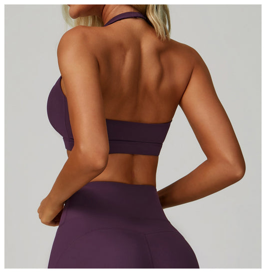 Summer Halter Cloud Sense Yoga Bra Hollow Out Cutout Beauty Back Yoga Clothes Running Fitness High Strength Sports Underwear - Iyanka