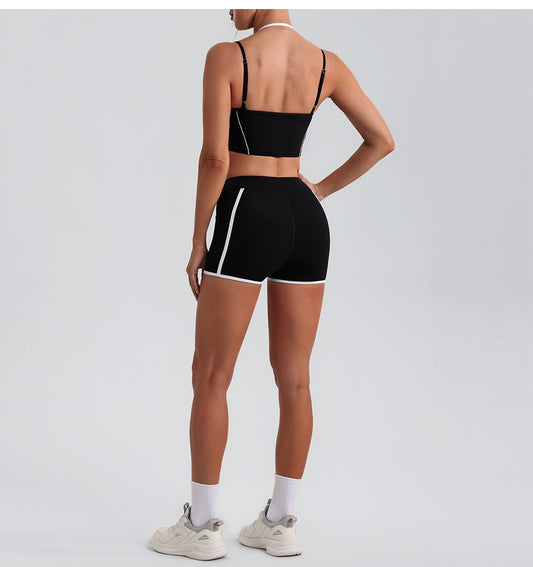 Women Yoga Shorts Pocket Nude Feel High Waist Tight Sports Pants Running Fitness Outer Shorts - Iyanka