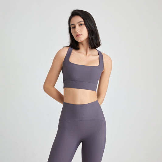 Cross Back U Neck Shockproof Sports Underwear Women Nude Feel Vest Push up Fitness Yoga Wear Bra - Iyanka