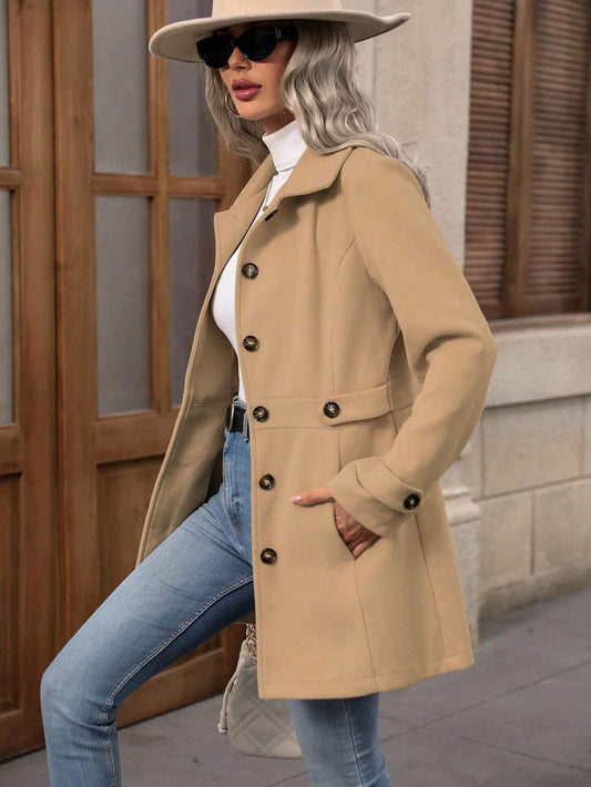 Autumn Winter Collared Women Woolen Slim Fit Coat - Iyanka