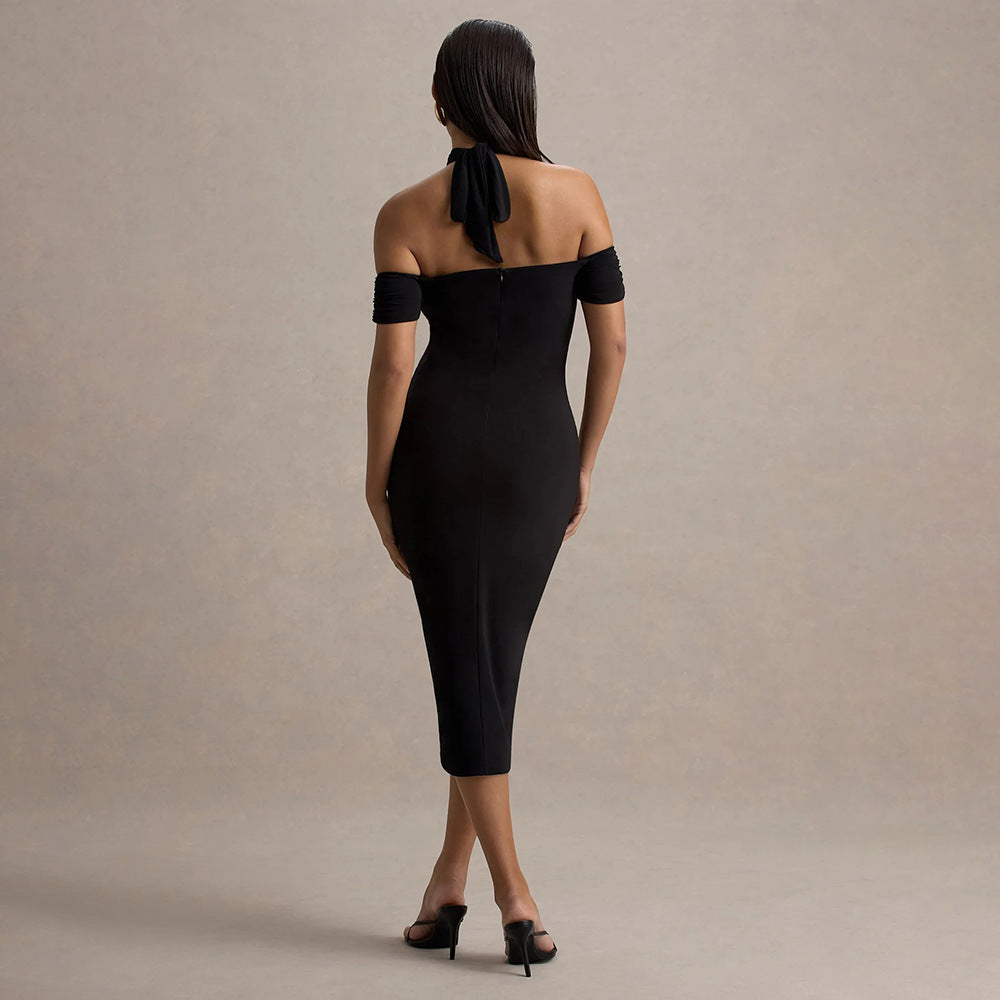 Summer Elegant Halter Slim Fit Dress Sexy Backless Sleeveless Sheath Dress Women
