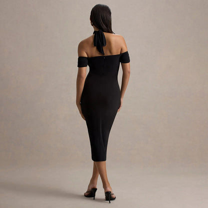 Summer Elegant Halter Slim Fit Dress Sexy Backless Sleeveless Sheath Dress Women