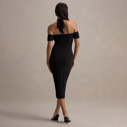 Summer Elegant Halter Slim Fit Dress Sexy Backless Sleeveless Sheath Dress Women