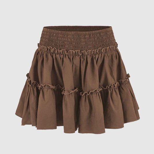 Floral Skirt Pants Lined A line Skirt High Quality Smocking Tight Waist Elastic Culottes