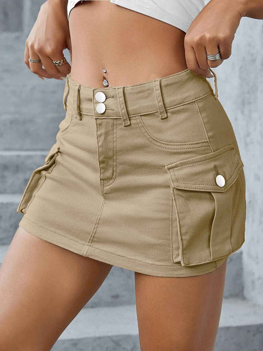 Autumn Street Solid Color Low Waist Slim Fit Package Hip Skirt Women