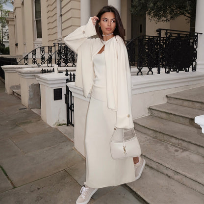 Knitted Long Sleeve Cardigan Camisole Skirt Set Women Autumn Winter Sweater Three Piece Set - Iyanka